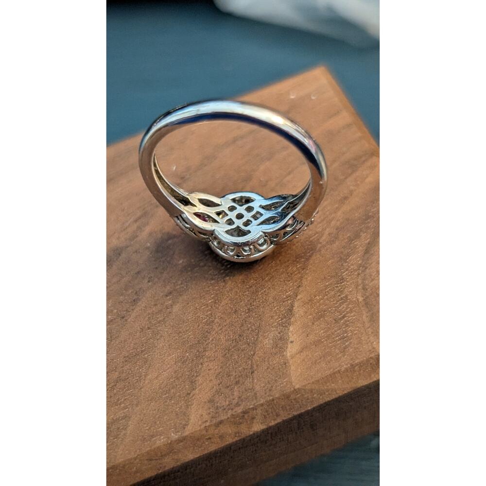 925 Large Round Cz & Lab-Created Ruby Trillion Ac… - image 2